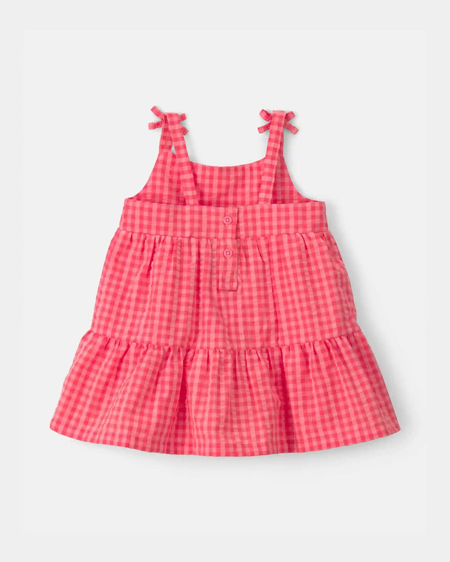 Baby Girl Gingham Sleeveless Dress - Coral