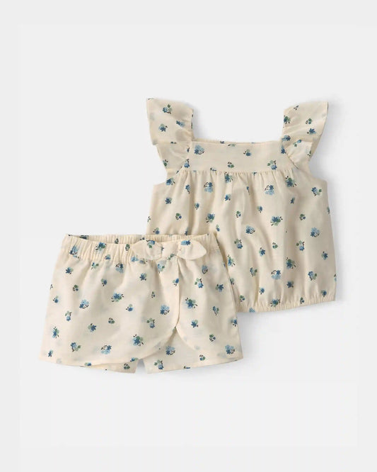 Baby Girl 2-Piece Floral Tank Top & Skort Set - Ivory