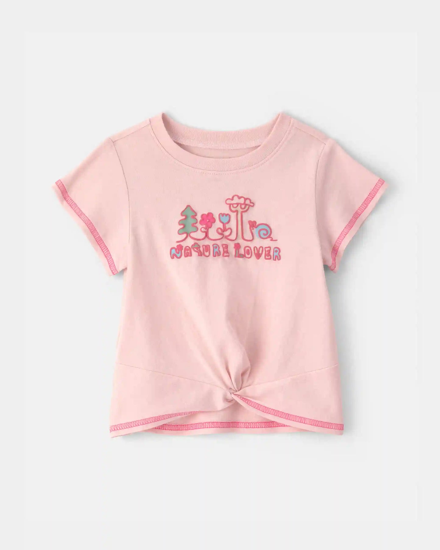 Baby Girl 'Nature Lover' Short-Sleeve Tie Top - Pink