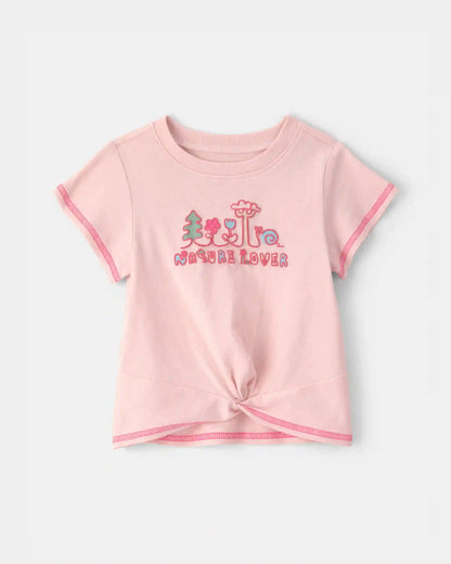 Baby Girl 'Nature Lover' Short-Sleeve Tie Top - Pink