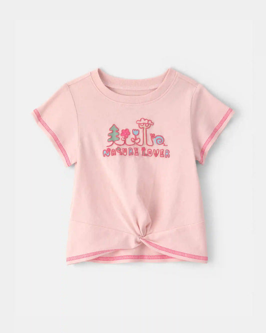 Baby Girl 'Nature Lover' Short-Sleeve Tie Top - Pink