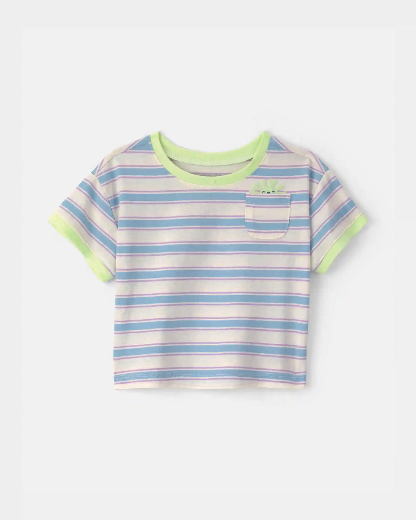 Baby Girl Striped Short-Sleeve Top - Blue/Ivory