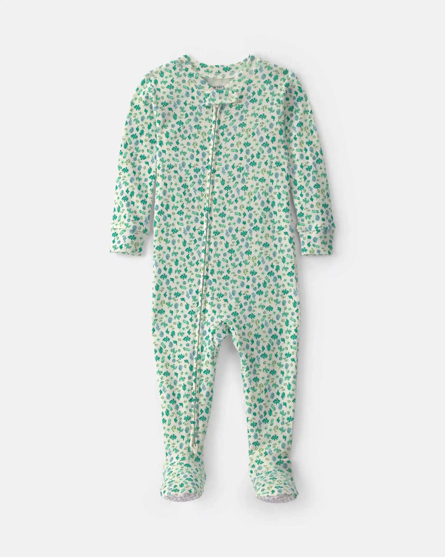 Baby Girl Sea Life 100% Cotton 1-Piece Pajama - Green