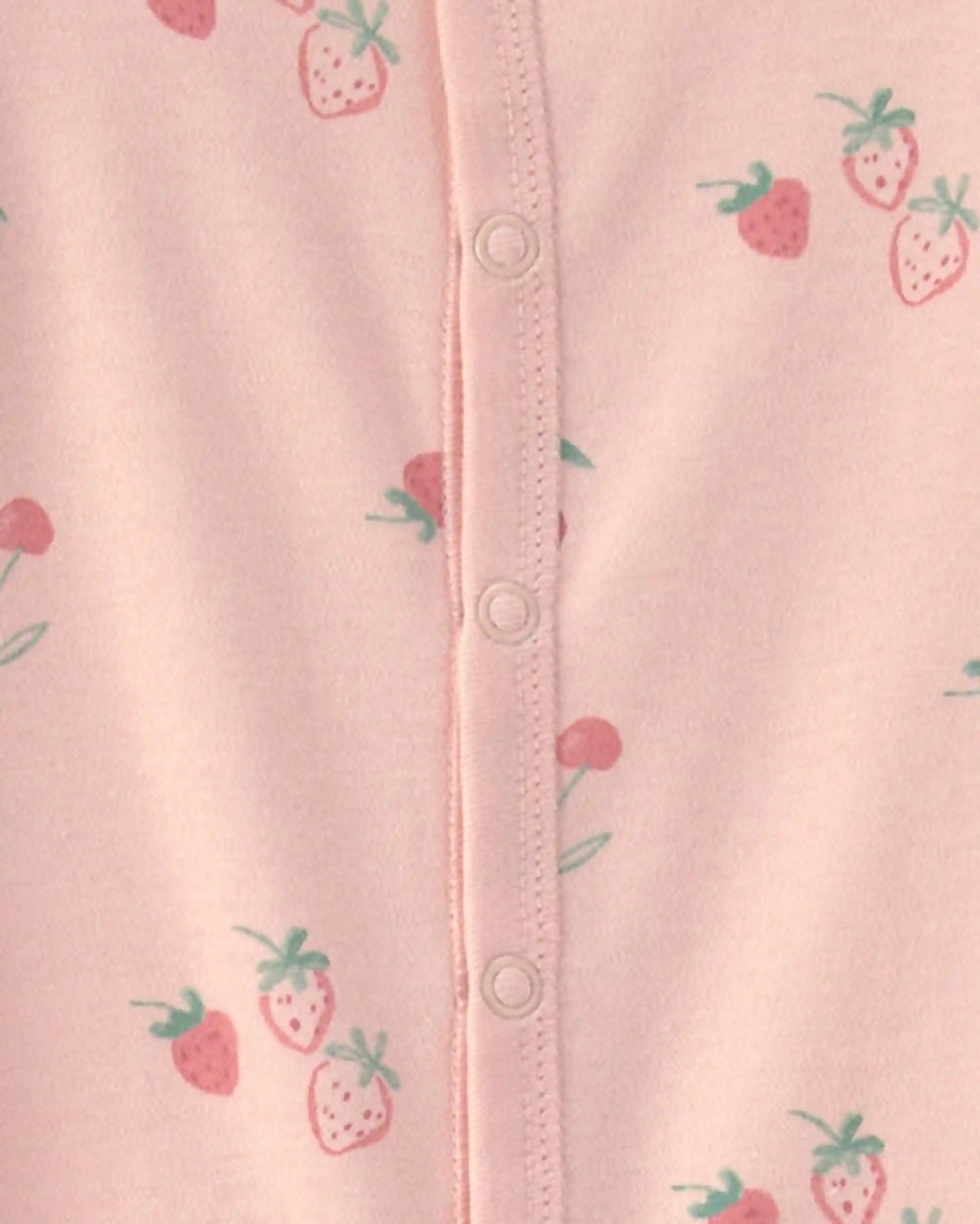 Baby Girl Strawberry 100% Cotton Sleep & Play Pajamas - Pink
