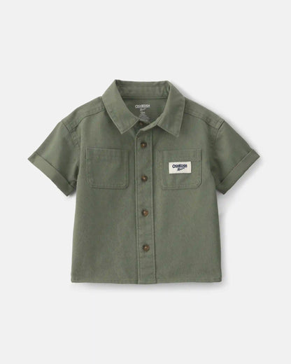 Baby Boy OshKosh Logo Short-Sleeve Button-Down Shirt - Green