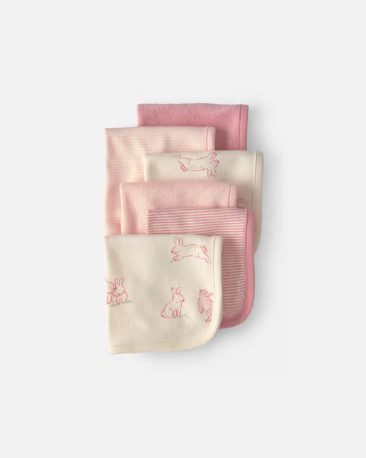 Baby Girl 6-Pack Bunny Terry Washcloths - Pink
