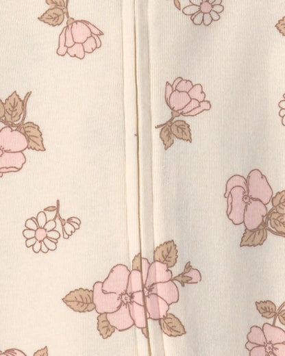 Baby Girl 2-Pack Floral Striped 100% Cotton 2-Way Zip Sleep & Play Pajamas - Pink/Ivory