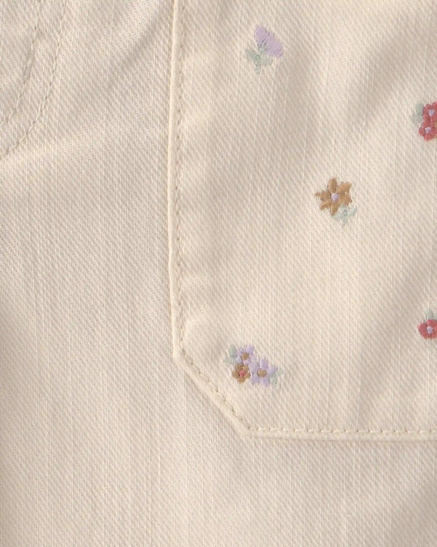Baby Girl Floral Twill Pants - Cream