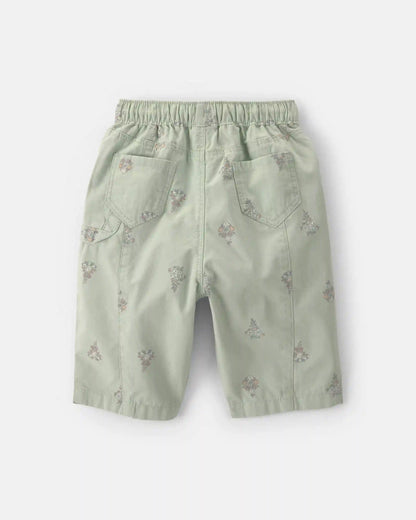 Baby Girl Floral Barrel Pants - Green