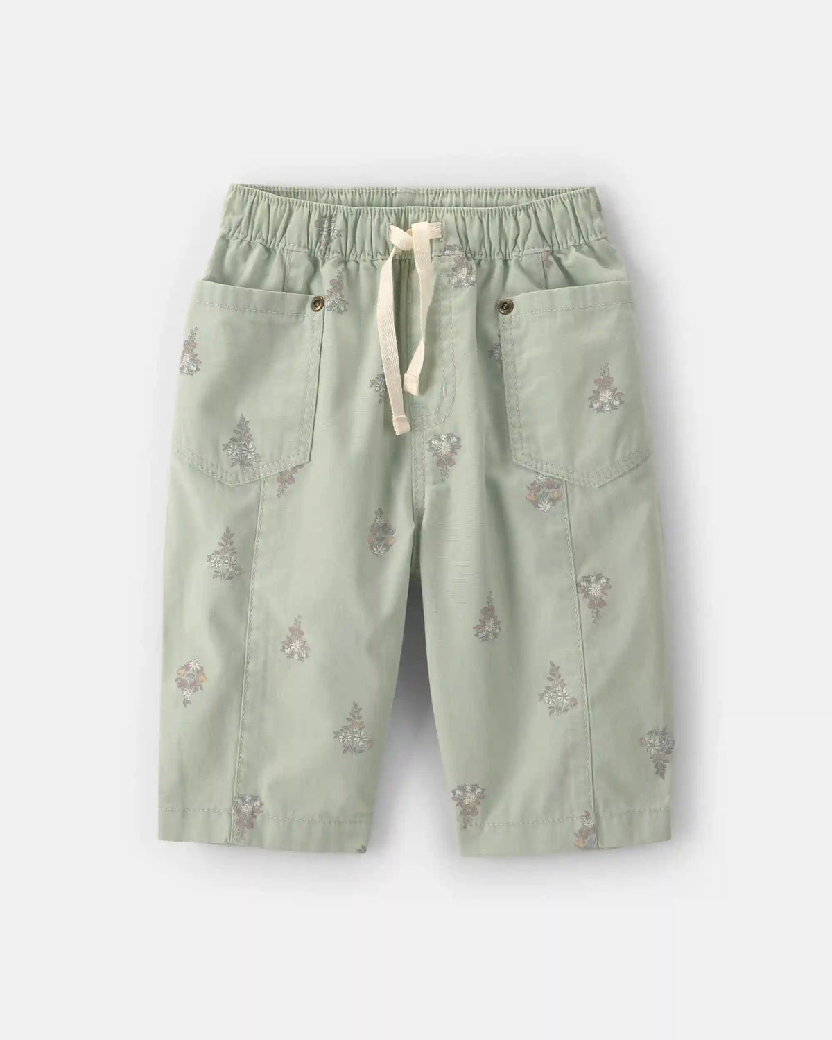Baby Girl Floral Barrel Pants - Green