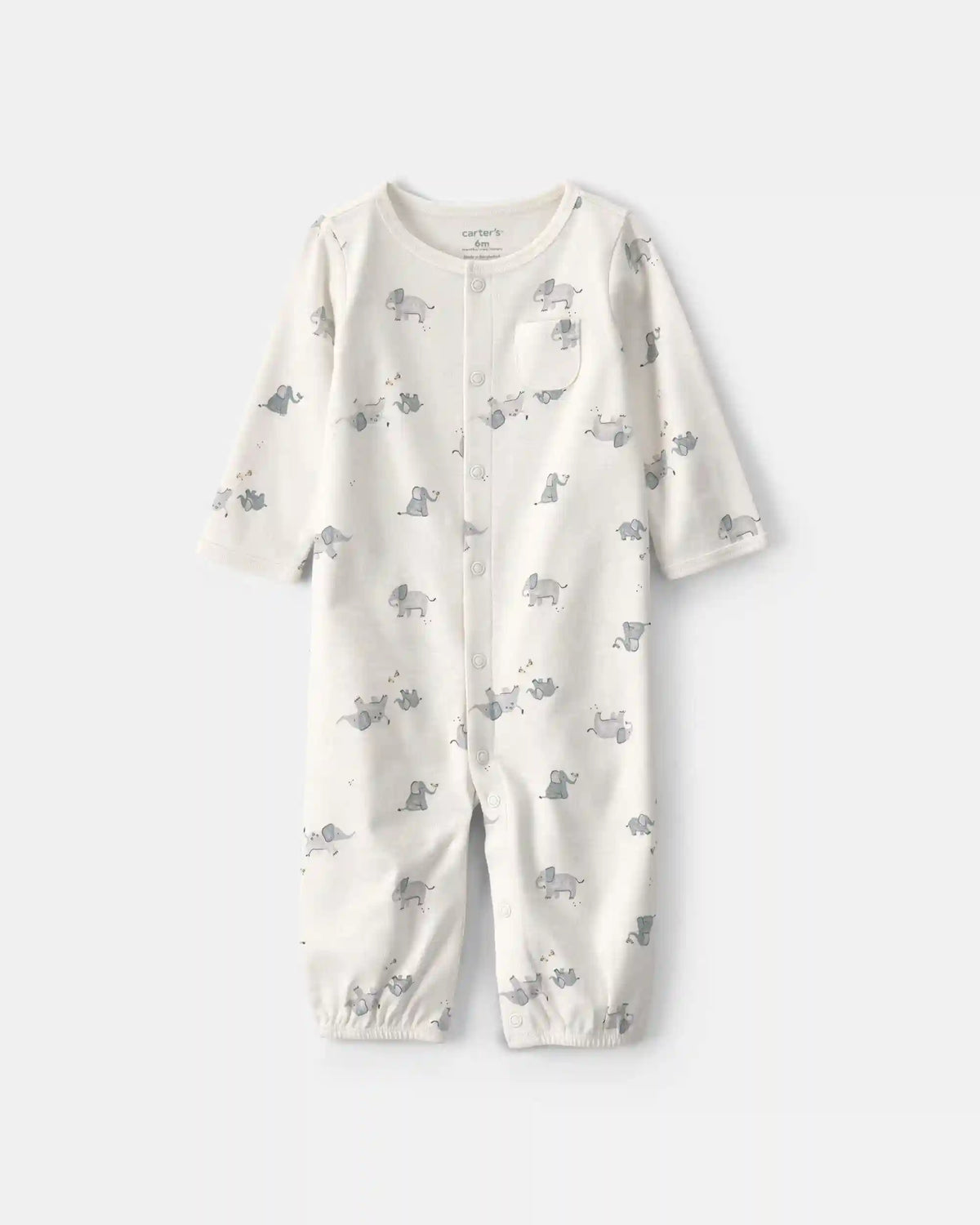 Baby Elephant 100% Cotton Converter Gown - Ivory