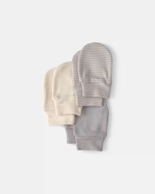 Baby 3-Pack Mitts - Grey/Ivory