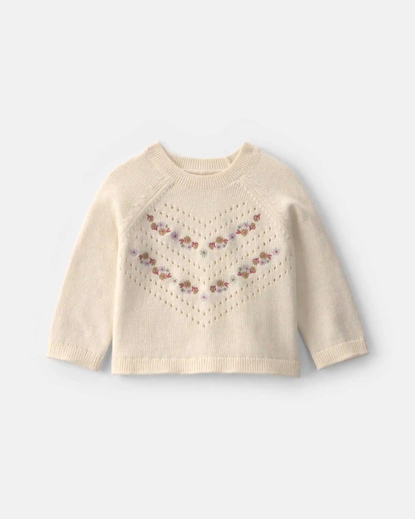 Baby Girl Embroidered Sweater - Ivory