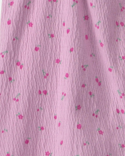 Baby Girl Cherry Flutter Sleeve Jumpsuit - Pink
