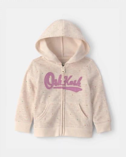 Baby Girl Heart OshKosh Logo Fleece Zip-Up Hoodie - Cream