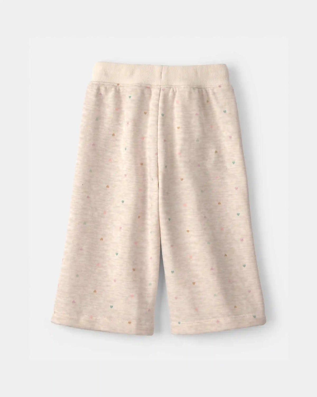 Baby Girl Heart Fleece Drawstring Pants - Cream