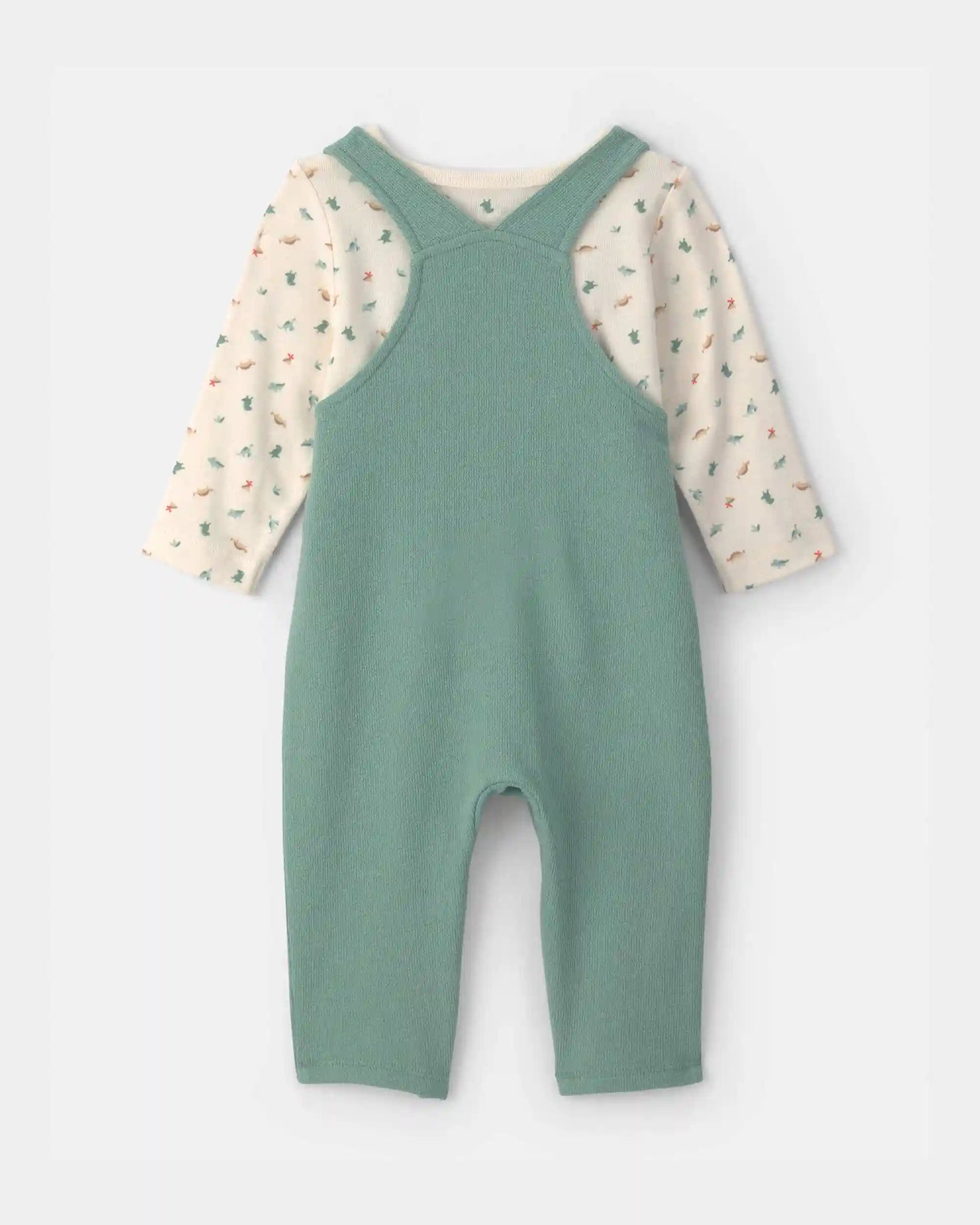 Baby 2-Piece Dinosaur Overall Set - Green/Ivory