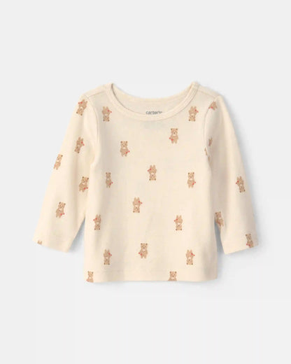 Baby 2-Piece Bear Long-Sleeve Overall Set - Brown