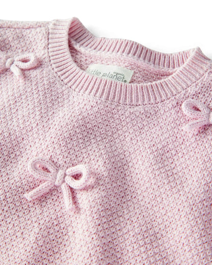 Baby Girl 2-Piece Organic Cotton Bow Knit Sweater & Pant Set