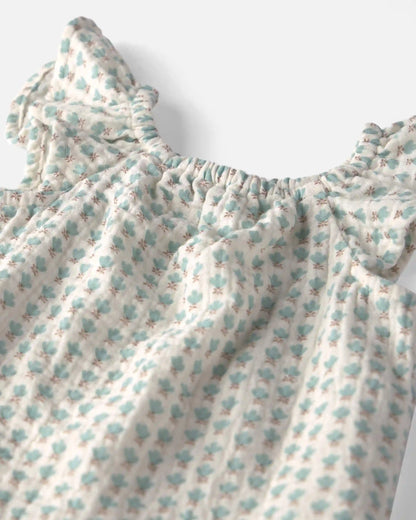 Baby Girl 2-Piece Organic Cotton Gauze Top & Short Set in Floral