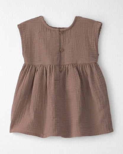 Baby Girl Organic Cotton Gauze Crochet Dress