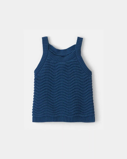 Baby Girl Sweater Knit Tank Top - Navy