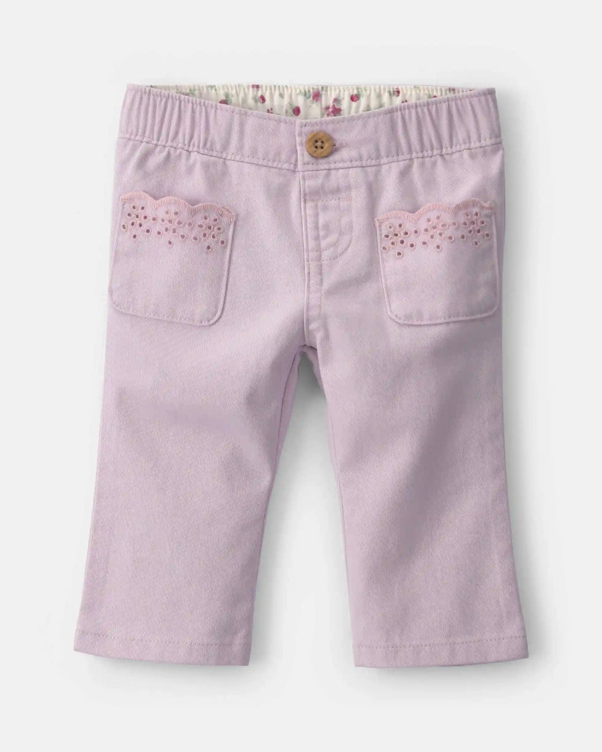 Baby Girl Straight-Leg Scalloped Pocket Pants - Purple