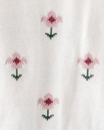 Baby Girl 2-Piece Organic Cotton Knit Pullover & Pant Set in Wildflower Maze