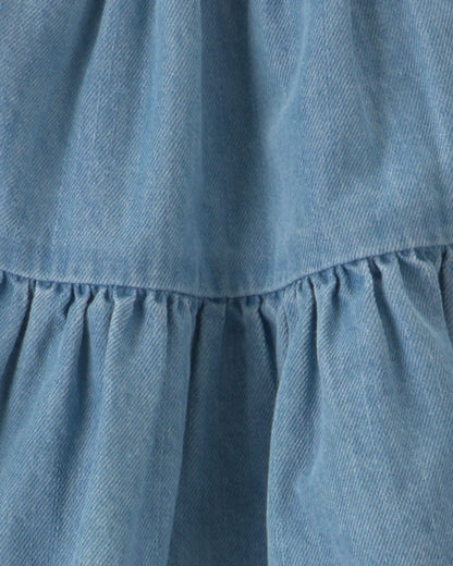 Baby Girl Denim Chambray Dress - Light Wash