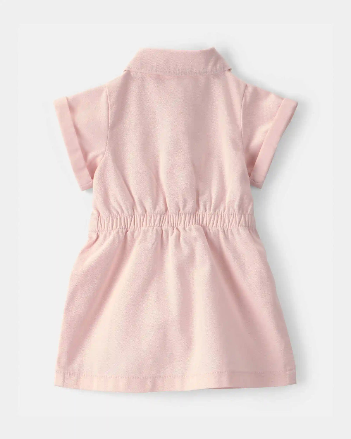 Baby Girl Twill Button-Up Utility Dress - Pink