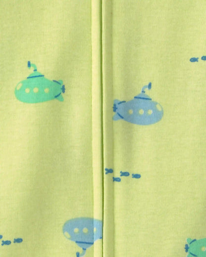 Baby Boy Submarine 100% Cotton 1-Piece Romper Pajama - Green