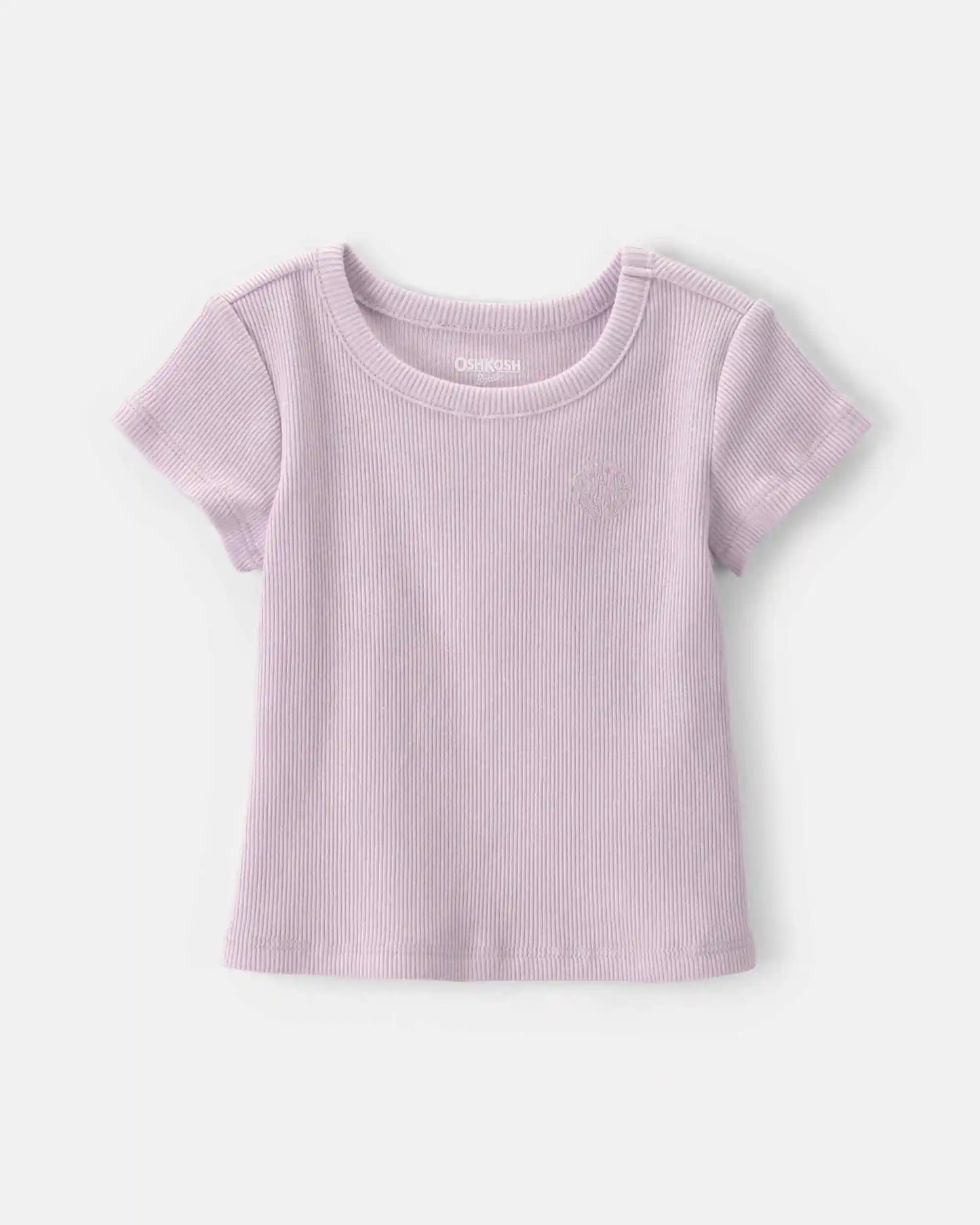 Baby Girl Logo Embroidered Ribbed Tee - Purple