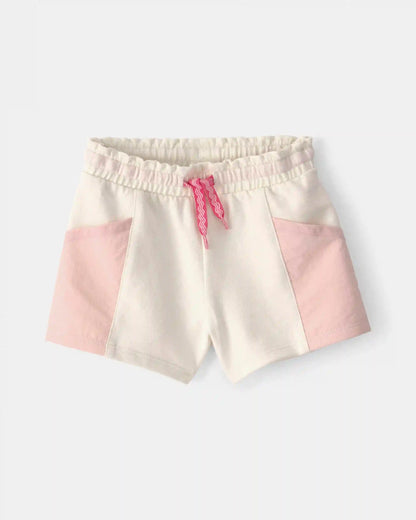 Baby Girl French Terry Shorts - Pink/Ivory