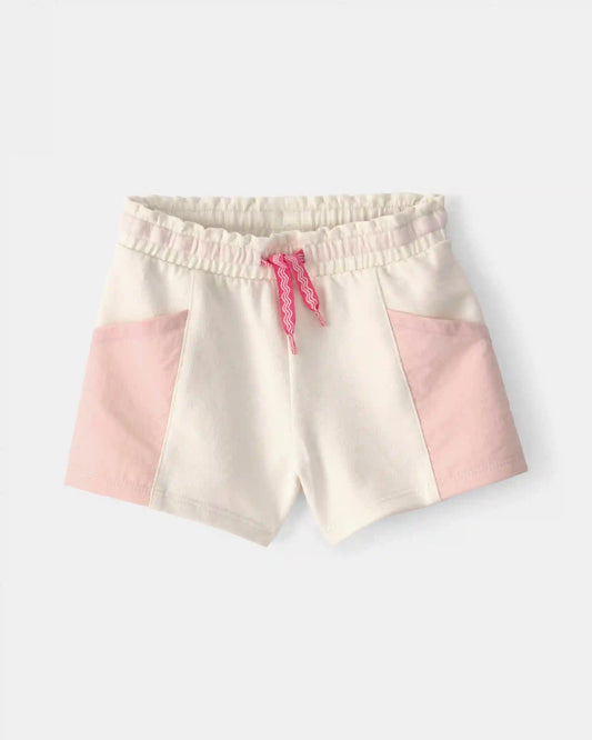 Baby Girl French Terry Shorts - Pink/Ivory