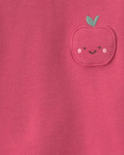 Baby Girl 2-Piece Apple French Terry Top & Pant Set - Red/Pink