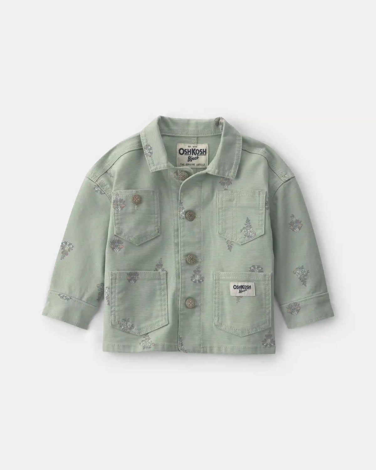 Baby Girl Floral Canvas Jacket - Green