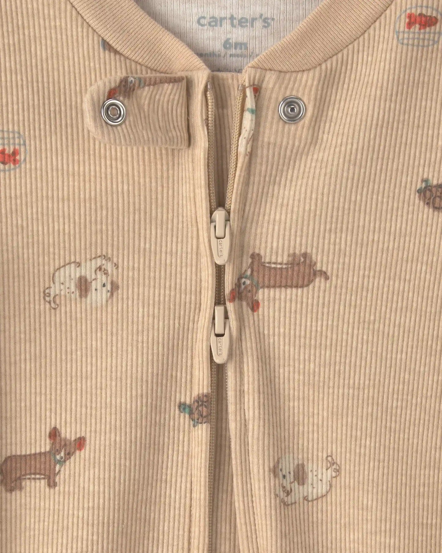 Baby Dog Cotton 2-Way Zip Sleep & Play Pajamas - Brown