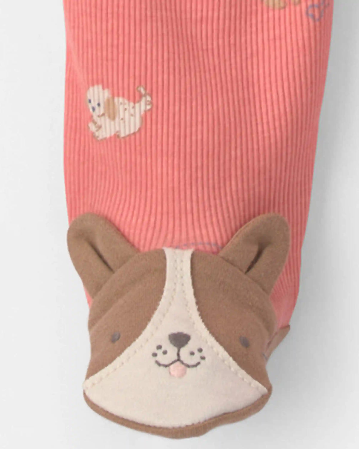 Baby Girl Dog Cotton 2-Way Zip Sleep & Play Pajamas - Coral
