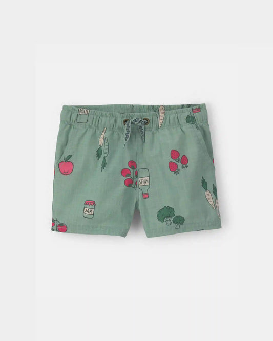Baby Boy Veggie Fruit Shorts - Green
