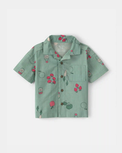 Baby Boy Veggie Fruit Short-Sleeve Button-Down Shirt - Green