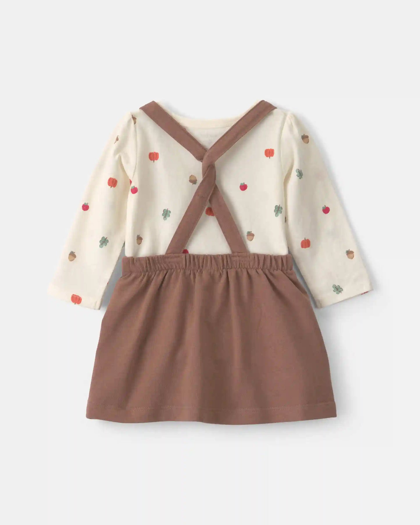 Baby Girl 3-Piece Thanksgiving Long-Sleeve Dress Set - Cream/Brown