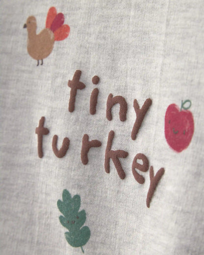 Baby 2-Piece 'Tiny Turkey' French Terry Top & Pant Set - Grey