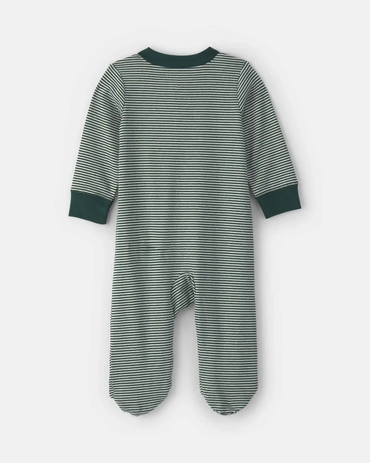 Baby Snowman 100% Cotton 2-Way Zip Sleep & Play Pajamas - Green