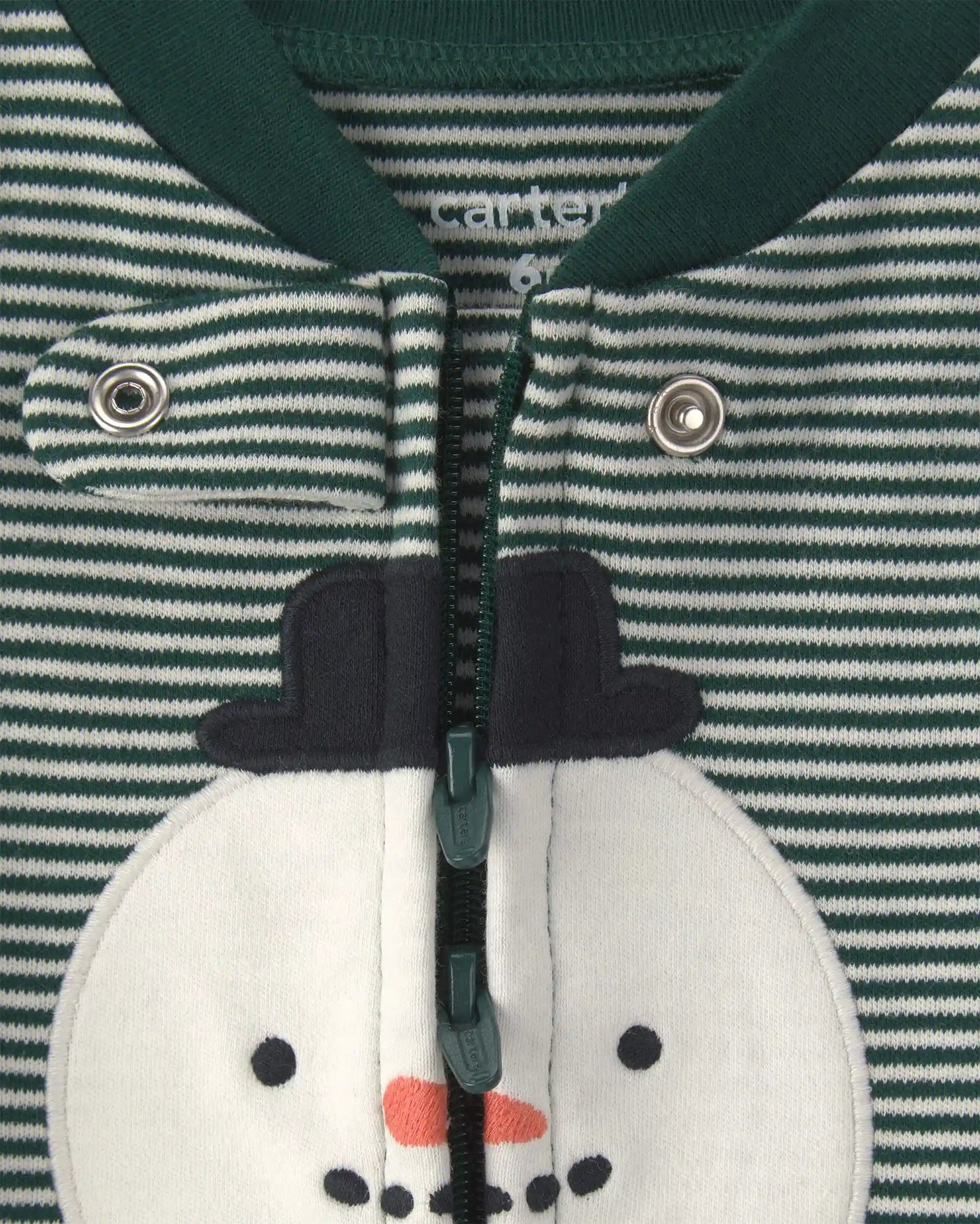Baby Snowman 100% Cotton 2-Way Zip Sleep & Play Pajamas - Green