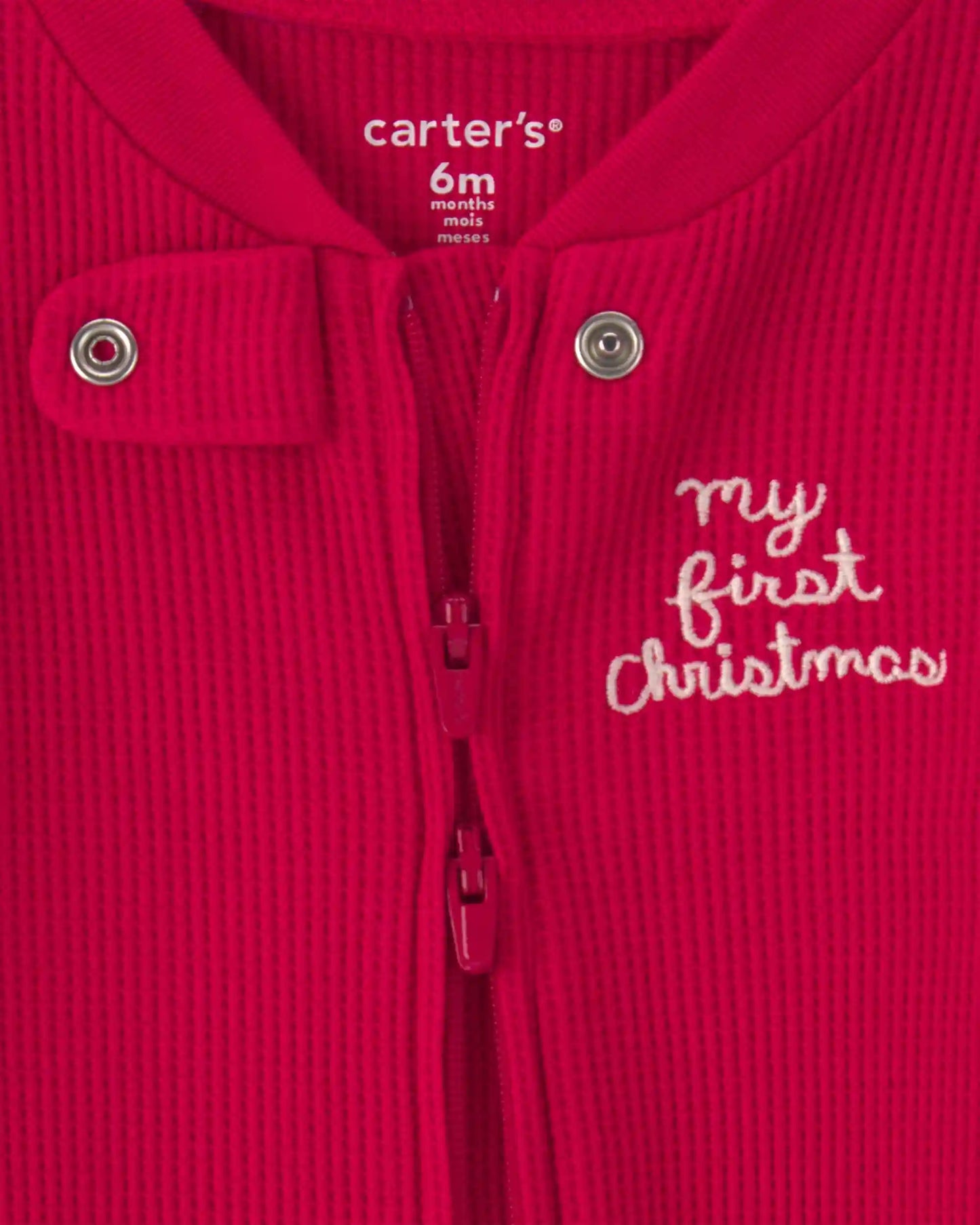 Baby 'My First Christmas' Cotton Thermal Sleep & Play Pajamas - Red