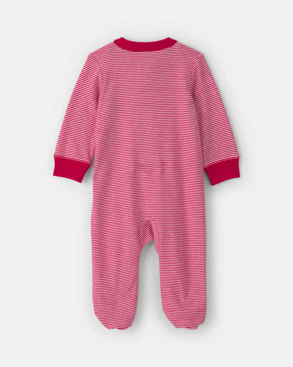 Baby Reindeer 100% Cotton 2-Way Zip Sleep & Play Pajamas - Red