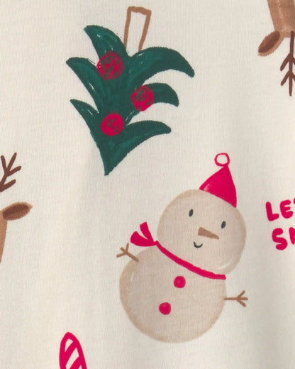 Baby Christmas Icon 100% Cotton 2-Way Zip Sleep & Play Pajamas - Cream