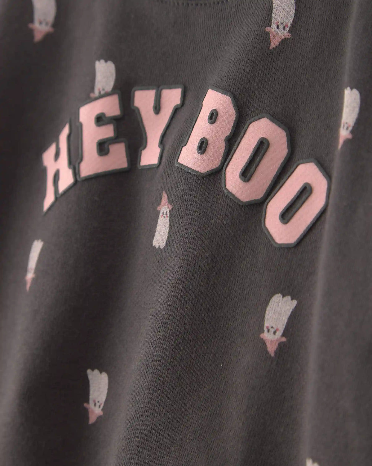 Baby Girl 'Hey Boo' Ghost French Terry Long-Sleeve Top & Pant Set - Black