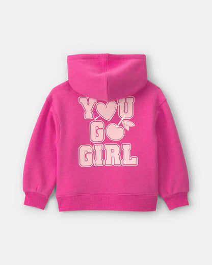 Baby Girl Heart Fleece Hoodie & Pant Set - Pink