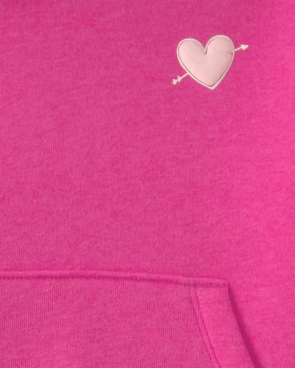 Baby Girl Heart Fleece Hoodie & Pant Set - Pink